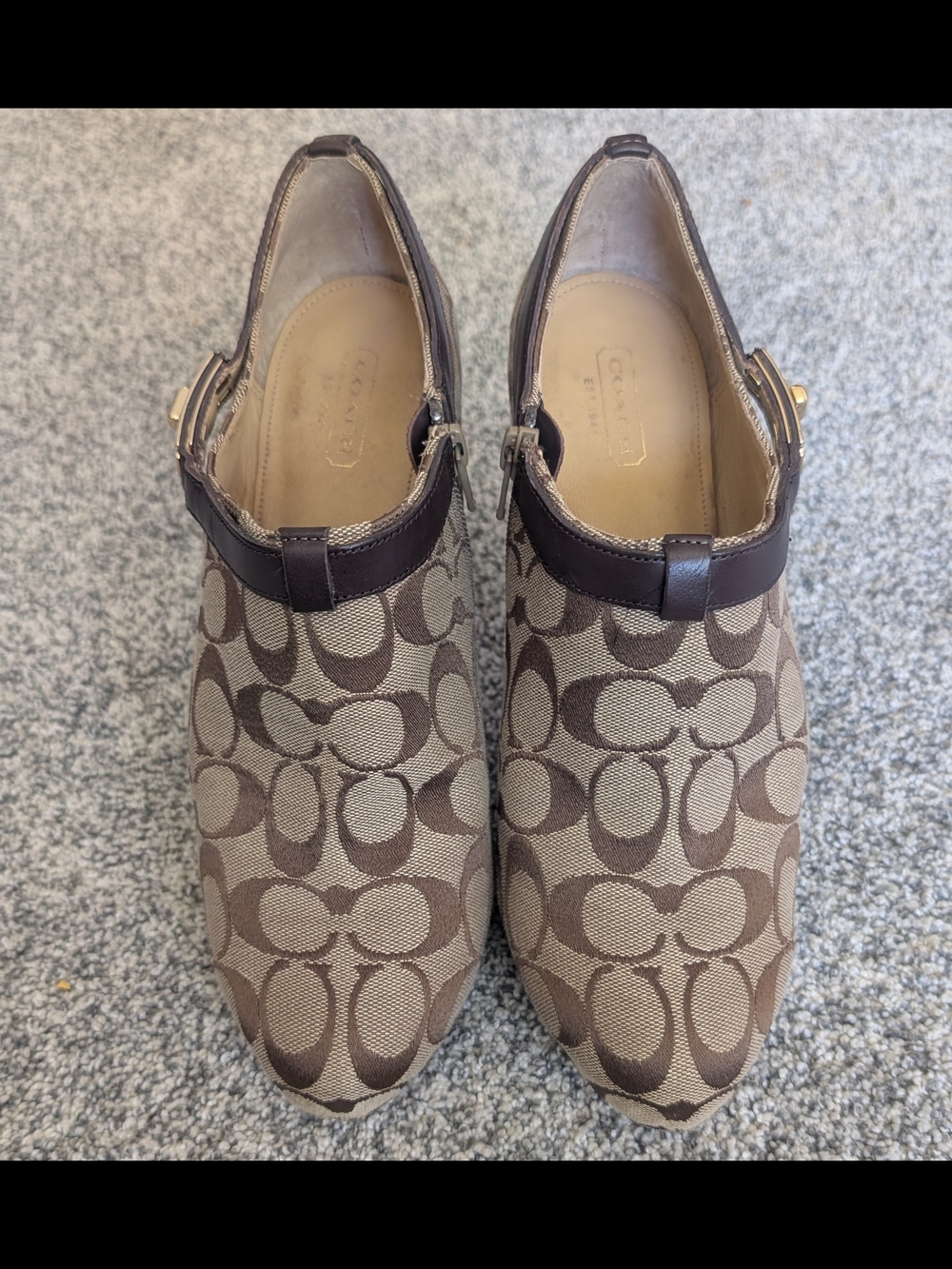 Coach Tan/Brown Womens High Heel Booties Delilah Khaki 9 M In Original Box A7037 - Picture 3 of 13